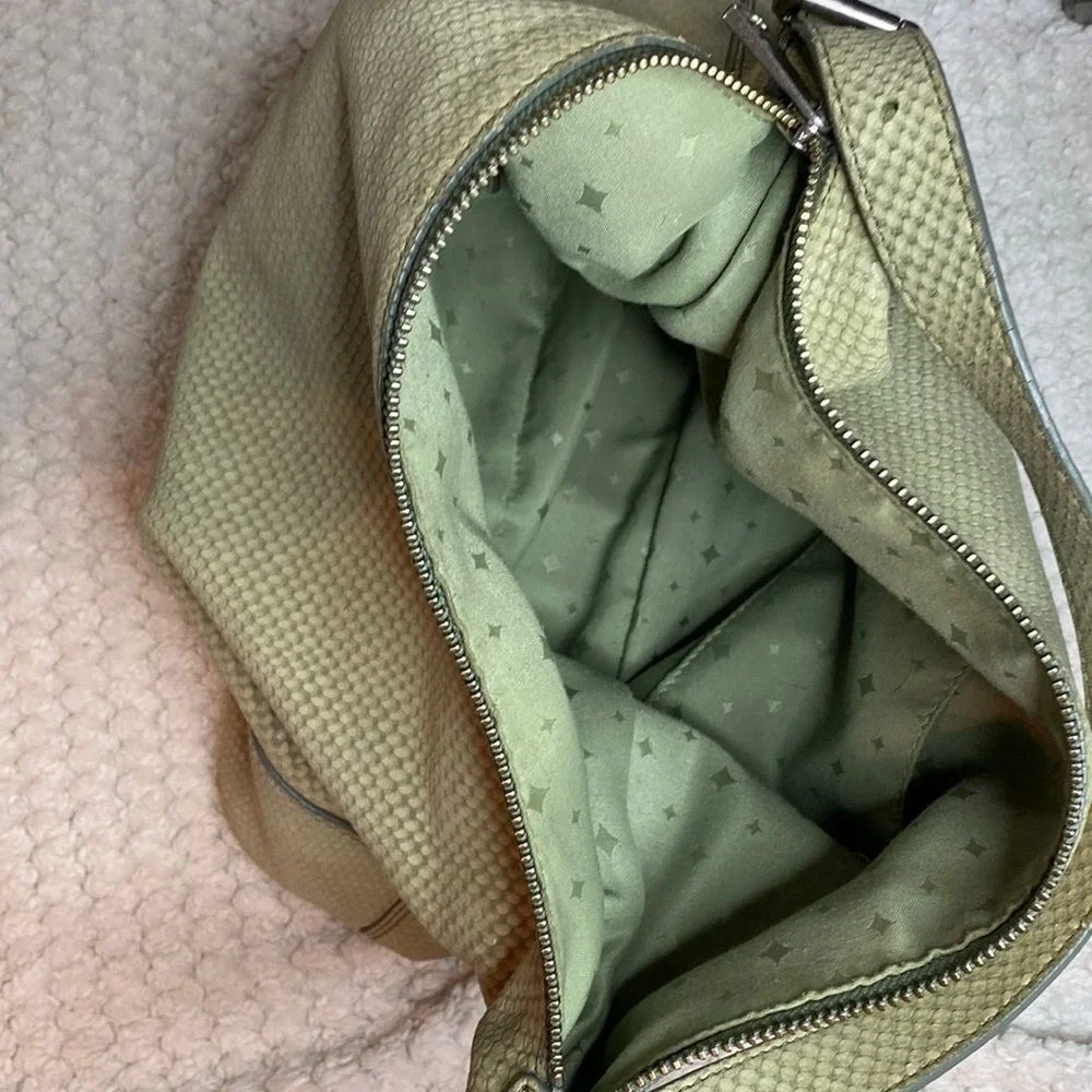 FOSSIL Marlow Sage Green‎ Soft Snake Bag Embossed Leather Hobo ZB8554